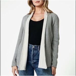 Pact Terry Lined Open Front Organic Cotton Women’s Cardigan Grey Size Small Cozy